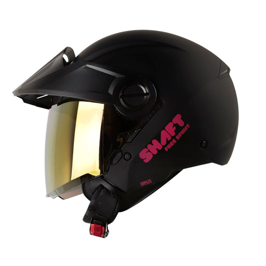 CASCO SHAFT SH-212 SOLID NEGRO FUCSIA NEON VISOR HUMO