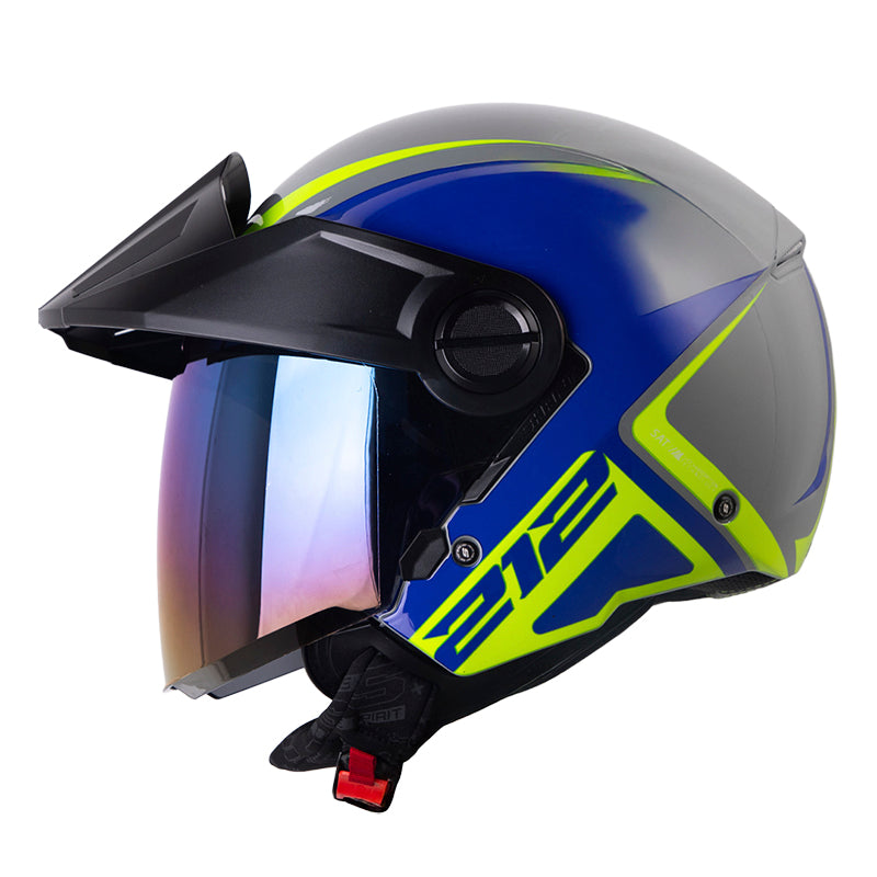 CASCO SHAFT SH-212 SPIFIX GRIS AZUL VISOR IRIDIUM