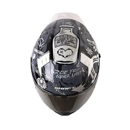 CASCO SHAFT SH-504DV LOVE AND HATE NEGRO PLATA VISOR IRIDIUM