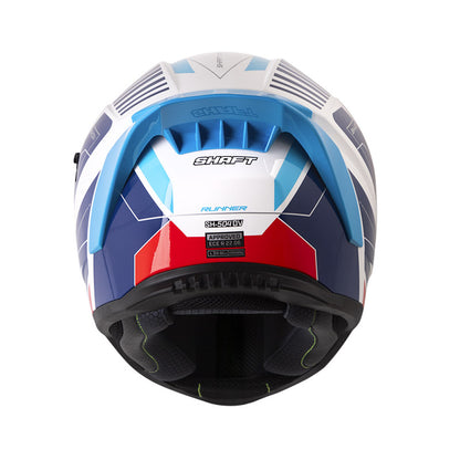 CASCO SHAFT SH-504DV RUNNER BLANCO AZUL VISOR IRIDIUM AZUL