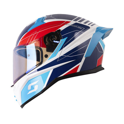 CASCO SHAFT SH-504DV RUNNER BLANCO AZUL VISOR IRIDIUM AZUL