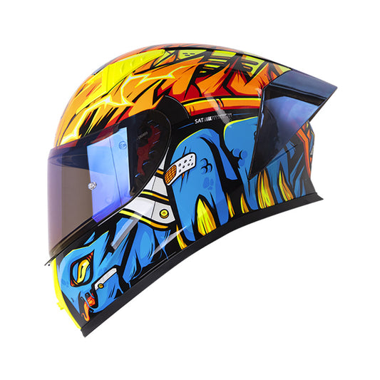 CASCO SHAFT SH-526SP EVO ARMORED NARANJA NEON AZUL IRIDIUM