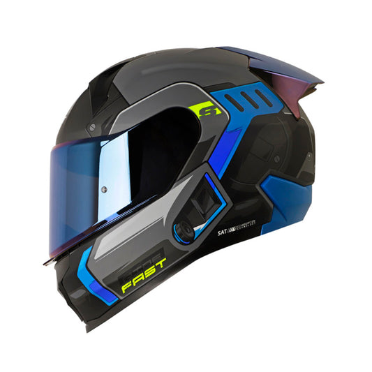 CASCO SHAFT SH-560 CHIEF CROMADO AZUL METALIZADO IRIDIUM