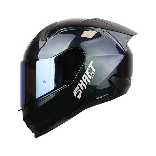 CASCO SHAFT SH-560 SOLID CAMALEON PLATA VISOR IRIDIUM AZUL