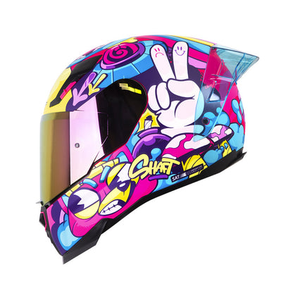 CASCO SHAFT SH-562 R DREAMS MATE FUCSIA AZUL VISOR IRIDIUM