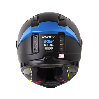 CASCO SHAFT SH-595 SOLID MATE NEGRO AZUL VISOR IRIDIUM AZUL