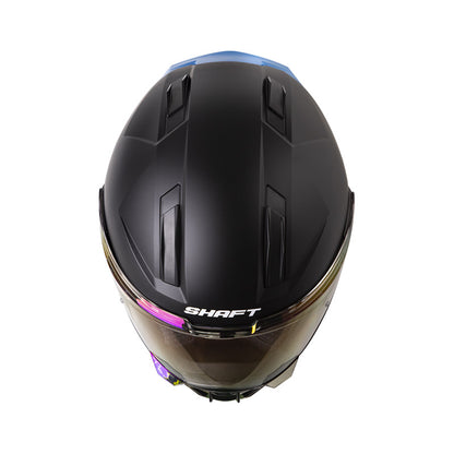 CASCO SHAFT SH-595 SOLID MATE NEGRO AZUL VISOR IRIDIUM AZUL