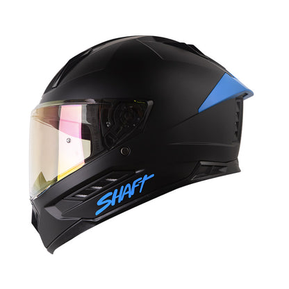 CASCO SHAFT SH-595 SOLID MATE NEGRO AZUL VISOR IRIDIUM AZUL