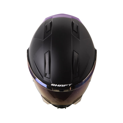 CASCO SHAFT SH-595 SOLID MATE NEGRO MORADO VISOR IRIDIUM