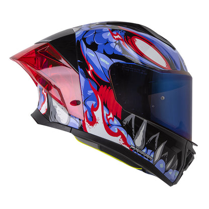 CASCO SHAFT SH-596SP TIAMAT NEGRO AZUL CLARO VISOR IRIDIUM