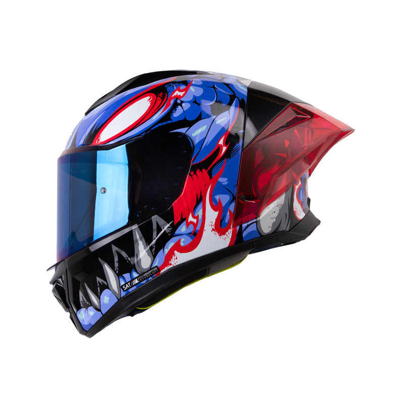 CASCO SHAFT SH-596SP TIAMAT NEGRO AZUL CLARO VISOR IRIDIUM