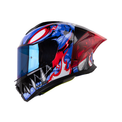 CASCO SHAFT SH-596SP TIAMAT NEGRO AZUL CLARO VISOR IRIDIUM