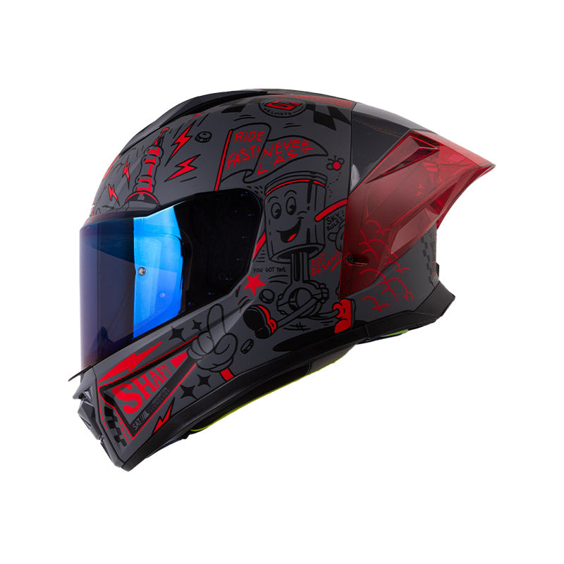 CASCO SHAFT SH-596SP VINTAGE CARTON GRIS NEGRO VISOR IRIDIUM
