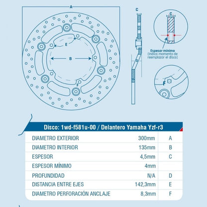 DISCO DE FRENO ICHIMAX DELANTERO YZF-R3