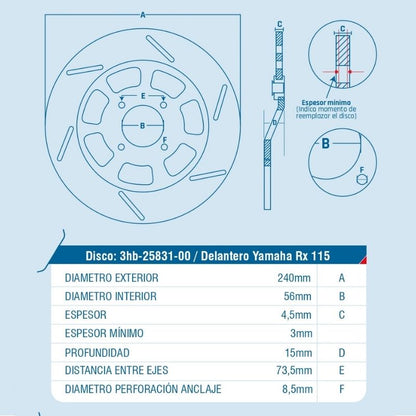 DISCO DE FRENO ICHIMAX DELANTERO RX115