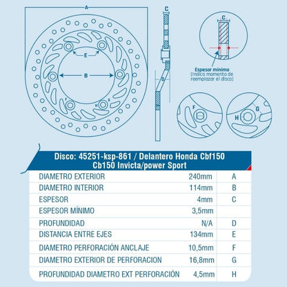 DISCO DE FRENO ICHIMAX DELANTERO CBF150 CB150 INVICTA