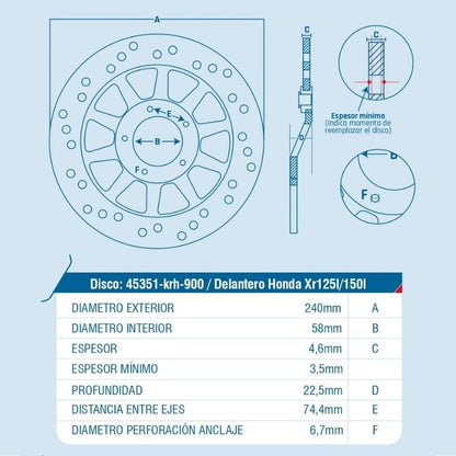 DISCO DE FRENO ICHIMAX DELANTERO XR125L XR150L
