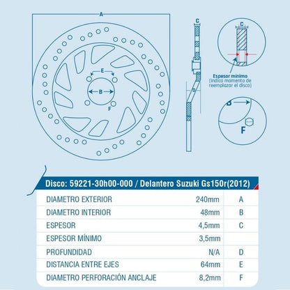 DISCO DE FRENO ICHIMAX DELANTERO GS150R 2012