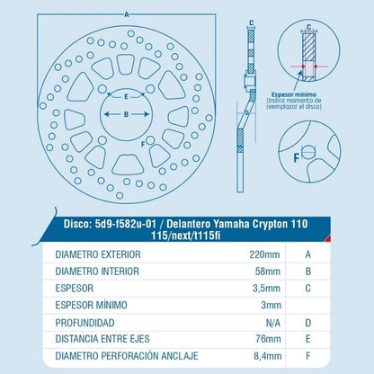 DISCO DE FRENO ICHIMAX DELANTERO CRYPTON110/115/NEXT