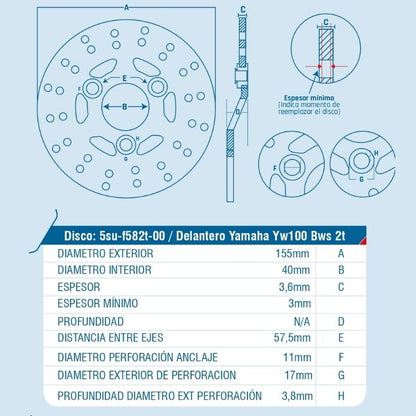 DISCO DE FRENO ICHIMAX DELANTERO YW100 BWS 2T