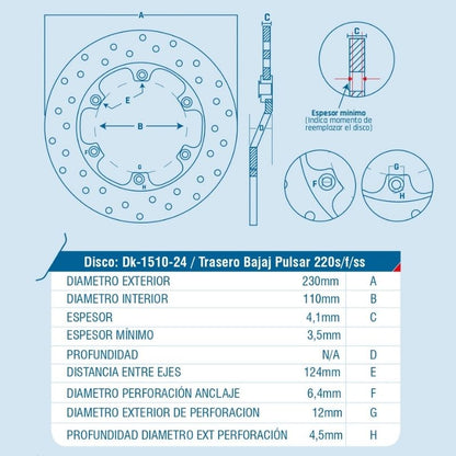DISCO DE FRENO ICHIMAX TRASERO PULSAR220S/F/SS