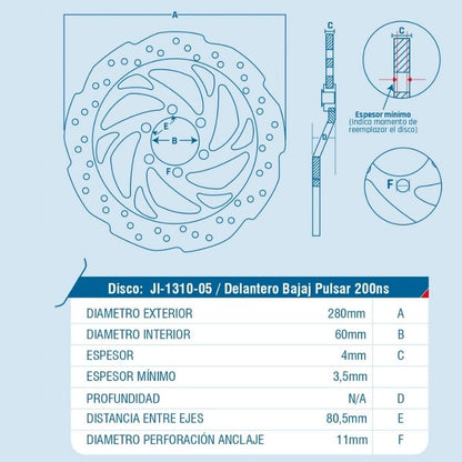 DISCO DE FRENO ICHIMAX DELANTERO PULSAR200NS