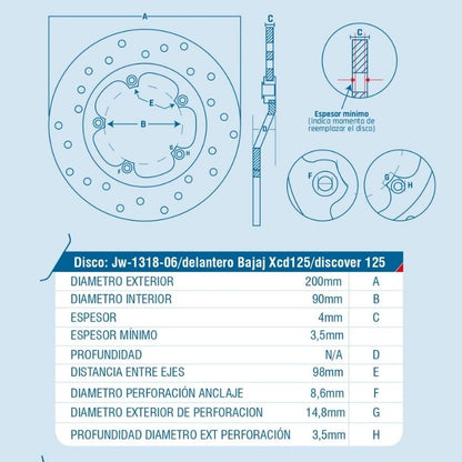DISCO DE FRENO ICHIMAX DELANTERO XCD125 DISCOVER125