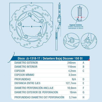 DISCO DE FRENO ICHIMAX DELANTERO DISCOVER150ST