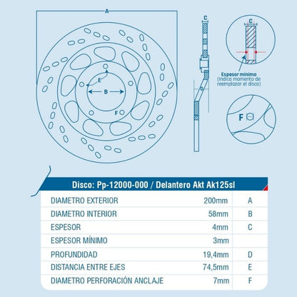DISCO DE FRENO ICHIMAX DELANTERO AKT AK125SL