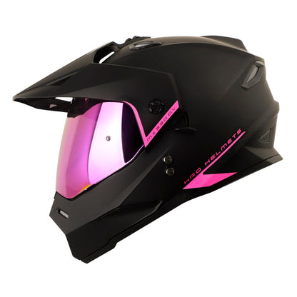 CASCO HRO HRO-MX330DV SOLID MATE NEGRO FUCSIA VISOIR IRIDIUM