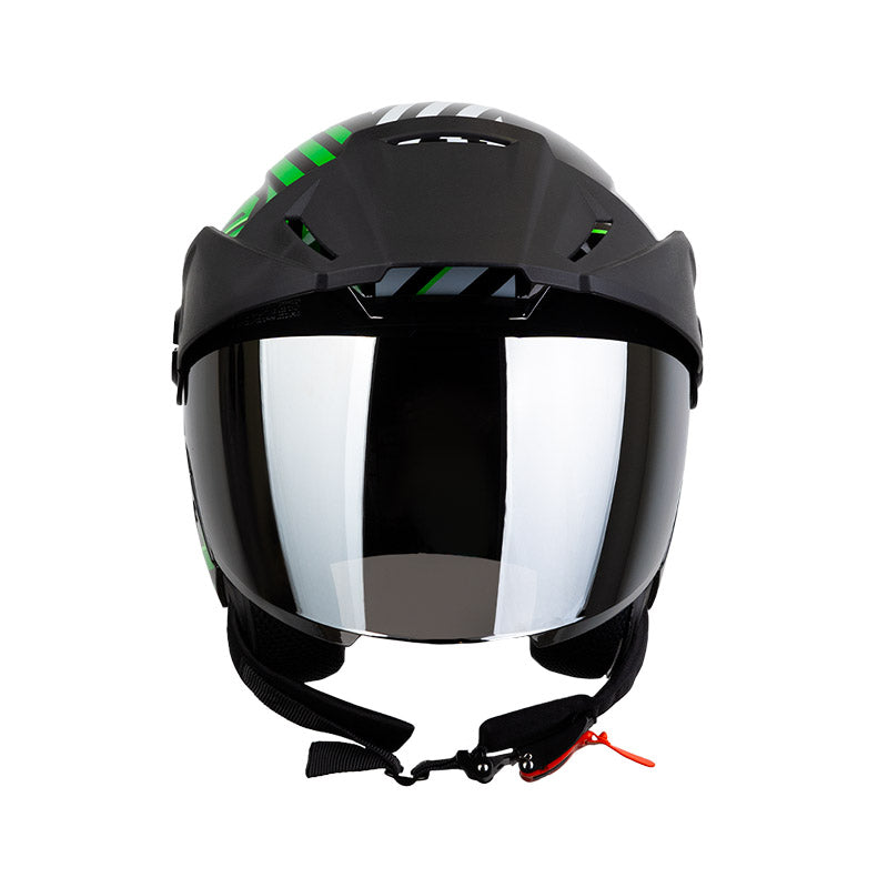 CASCO ICH ICH-102 REY DE COPAS NEGRO VERDE VISOR PLATA