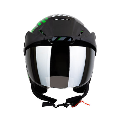 CASCO ICH ICH-102 REY DE COPAS NEGRO VERDE VISOR PLATA
