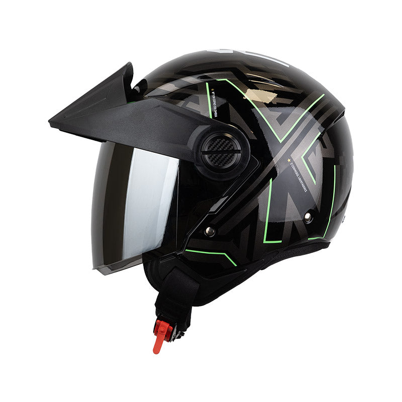CASCO ICH ICH-102 REY DE COPAS NEGRO VERDE VISOR PLATA
