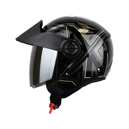 CASCO ICH ICH-102 REY DE COPAS NEGRO VERDE VISOR PLATA