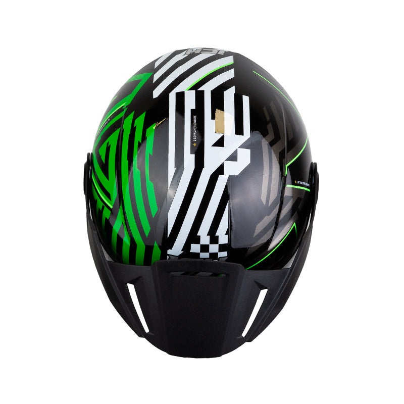 CASCO ICH ICH-102 REY DE COPAS NEGRO VERDE VISOR PLATA