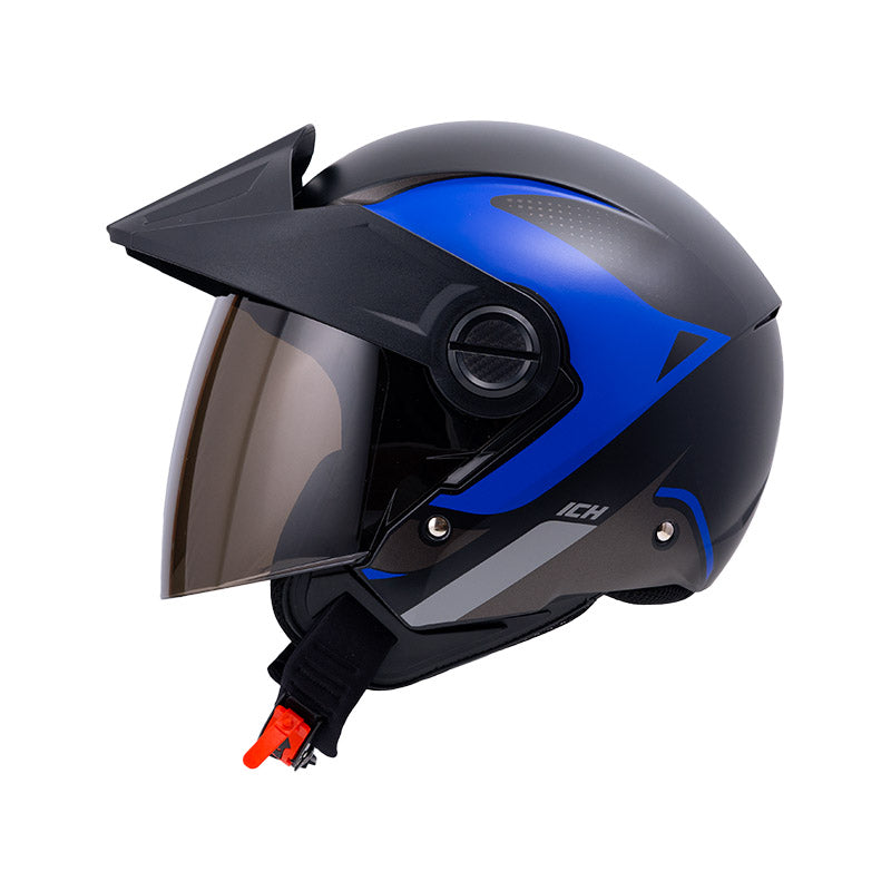 CASCO ICH ICH-102 YARUROK MATE NEGRO AZUL VISOR HUMO