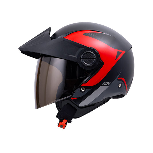 CASCO ICH ICH-102 YARUKO MATE NEGRO ROJO VISOR HUMO