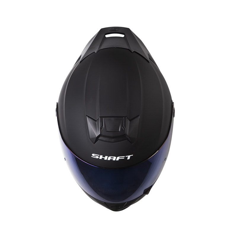 CASCO SHAFT SH-502SP SOLID MATE NEGRO AZUL VISOR IRIDIUM
