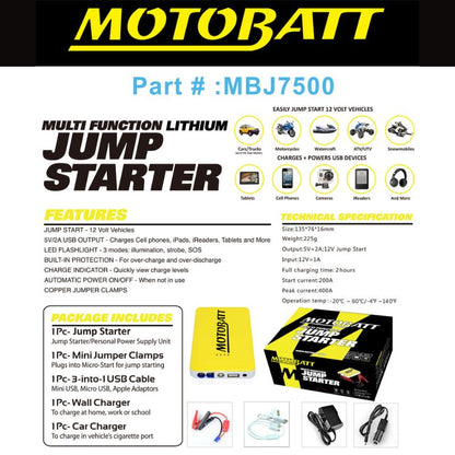 BATERÍA JUMP STARTER MOTOBATT MBJ7500 MINI