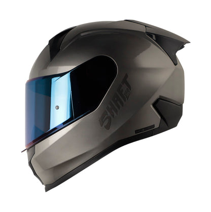 CASCO SHAFT SH-560 EVO SOLID GRIS METAL NEGRO VISOR IRIDIUM AZUL