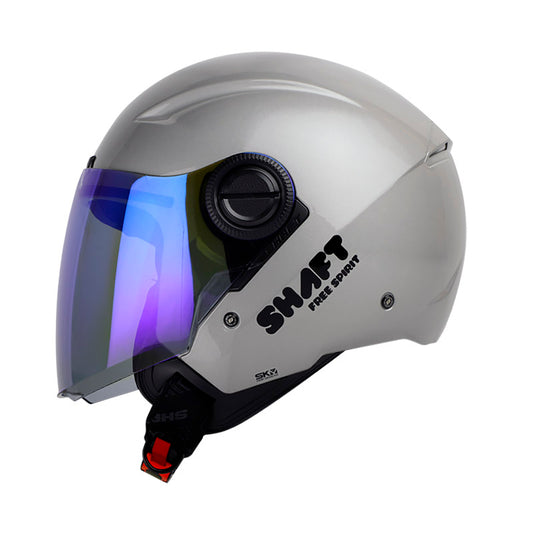 CASCO SHAFT SH-212 SOLID GRIS METAL NEGRO VISOR AZUL