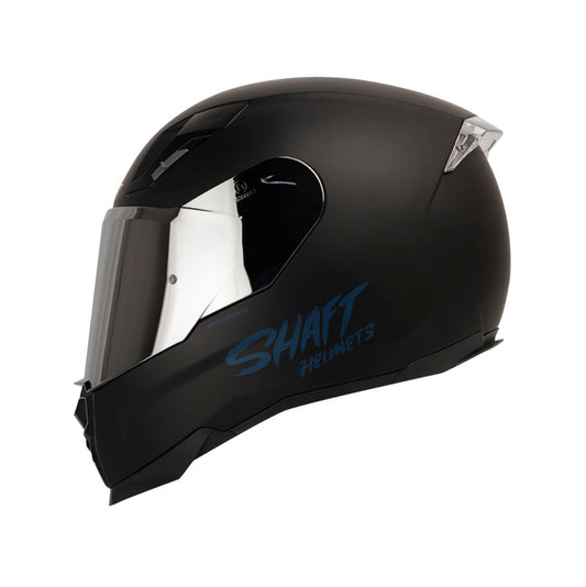 CASCO SHAFT SH-562 SOLID MATE NEGRO AZUL NAVY VISOR PLATA