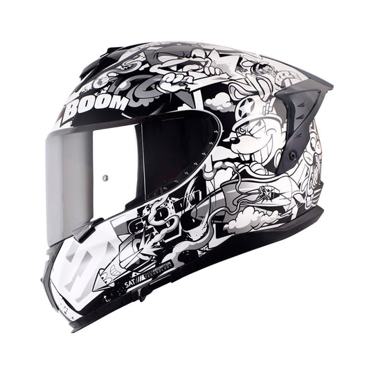 CASCO SHAFT SH-610DV PRO WARZ ONE BLANCO PLATA VISOR IRIDIUM